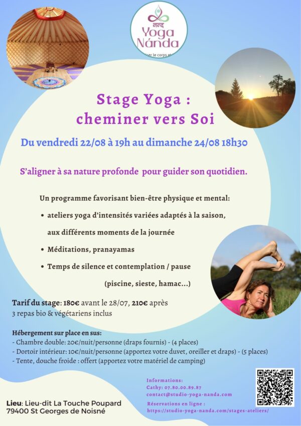Stage Yoga: cheminer vers Soi<br><span class="date-label">Prochaines dates : </span><span class="product-date">22 août 2025</span><span class="product-date">23 août 2025</span><span class="product-date">24 août 2025</span>