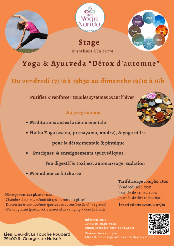 Yoga & Ayurveda : Détox  d'automne<br><span class="date-label">Prochaines dates : </span><span class="product-date">17 octobre 2025</span><span class="product-date">18 octobre 2025</span><span class="product-date">19 octobre 2025</span>