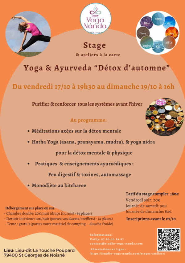 Yoga & Ayurveda : Détox  d'automne<br><span class="date-label">Prochaines dates : </span><span class="product-date">17 octobre 2025</span><span class="product-date">18 octobre 2025</span><span class="product-date">19 octobre 2025</span>